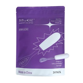 Rose Stick Absorbing Sponge for Women - ROSECARE Rose Stick 20 Pack of Sterile Disposable Post Intimacy Sponges for Feminine Hygiene and Care - Ultra Comfort Sponge - Ergonomic Grip
