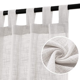 H.VERSAILTEX Linen Curtains Natural Linen Blended Curtains for Living Room Burlap Linen Textured Curtains Tab Top Curtains Energy Efficient Light Filtering Curtains (Set of 2, 52" x 108", White)