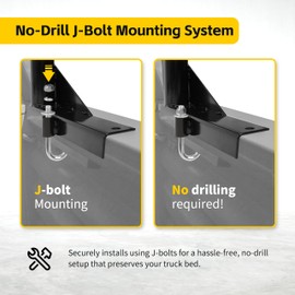 MaxxHaul 50241 Adjustable Steel Truck Ladder Rack – No Drill Installation, 500 lbs Capacity, 52"–71" Width, Clamp On J-Bolt Mount, Tie-Down Anchors, Pair – Lumber, Kayak, Canoe, Surfboard