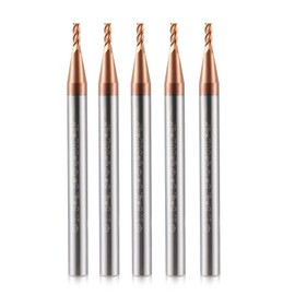 1.5 mm CNC End Mill Carbide 4 Cutting Edges 5 Pieces TiSiN Coat Spiral Cutter Bit Solid Carbide Drill Bits with 4 Grooves, 55 HRC Cutting End Mill Set Drill for Aluminium Alloy, Steel, Copper