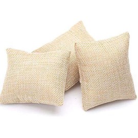 WinldMonmo 2PCS Light Brown Burlap Bracelet Watch Pillow Bangle Cushion, Jewelry Display Pillows, Protect Watches, Necklaces, Bracelets