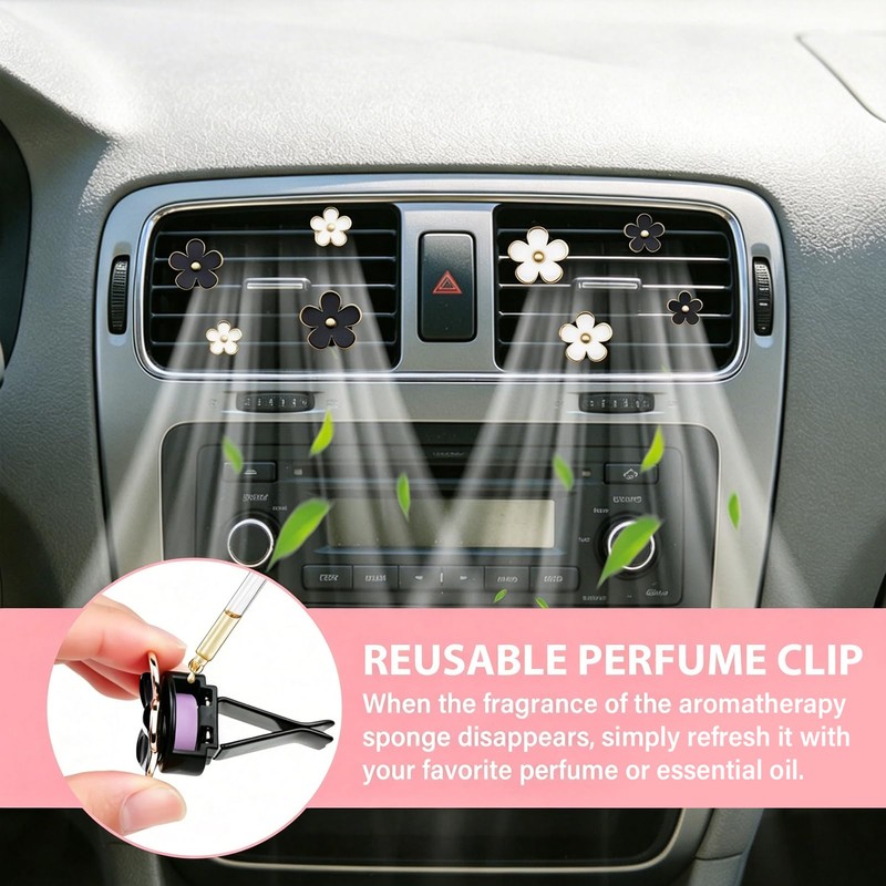 8 Pcs Car Air Fresheners Vent Clip, White & Black