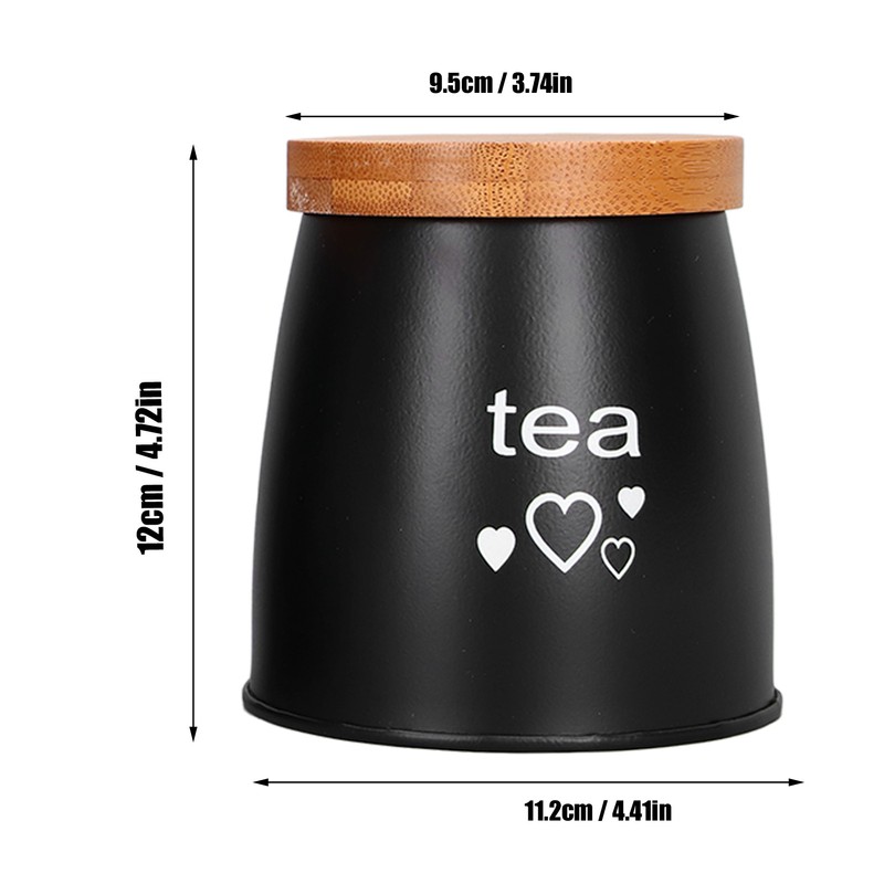 3Pcs Coffee Tea Sugar Container Set Bamboo Lid Durable Iron