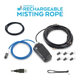 O2COOL Rechargeable Outdoor Misting Rope, Up to 25 FT + 6 Mister Nozzles, NO Water Hose or Power Source Needed, Misters for Outside Patio or Misters for Reptiles Water Mister