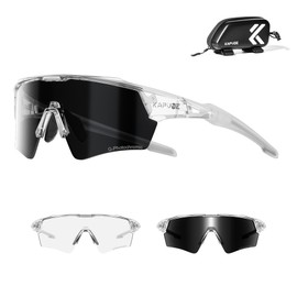 KAPVOE Photochromic Cycling Glasses Men Women Sport Sunglasses UV Protection Mountain Bike Sunglasses MTB Bicycle Riding Glasses TR90 Frame Baseball Shades Running Triathlon Cycle Golf Black