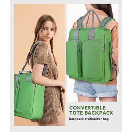 DEVONWIDE Lightweight Casual Laptop Backpack for Women, 17 Inch Small Backpack Casual Daypack Purse with Laptop Compartment for College Business Work Water Resistant Fashion Teacher Backpack, Green