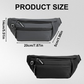 AfitLulu Bum Bag 3 Zip Pockets Fanny Pack Fashion Waist Packs with Adjustable Belt, Waterproof Waist Bag Hiking Waist Packs with Headphone Hole and Reflective Strip for Outdoor Sport (Grey)