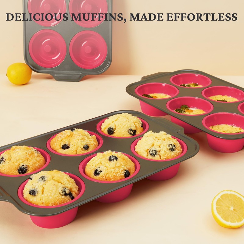 BRONYPRO Jumbo Silicone Muffin & Cupcake Pan for Baking with