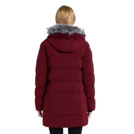 wantdo Women's Thickened Parka Coat with Removable Fur Hood Wine Red M