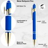 LINFANC 12 Pack Blue Gold Ballpoint Pen with Stylus Tip,