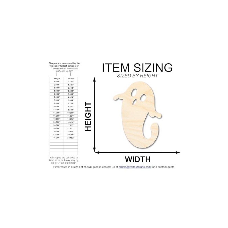 Unfinished Wood Ghost Shape | Craft Cutout | up to