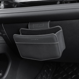 KAFANLIN Car Trash Can small Leather Vehicle Trash Bin Car Dustbin Garbage Organizer Holder with Trash Bag Foldable Mini Cars Storage Bag Container for Auto SUV van trucks (black,Glovebox hanging)