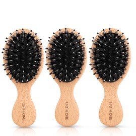URTHEONE 3Pcs Hair Brush Mini Boar Bristle Hairbrush for Thick Curly Thin Long Short Wet or Dry Hair, Pocket Travel Small Paddle Hair Brush for Men Women Kids Detangle Massage Add Shine