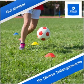 ATHLEJOY 25 x Coloured Marker Cones, Accessories for Football & Slalom Training, Outdoor Training Accessories