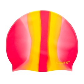 Sporti Multi Color Silicone Swim Cap - Pink/Yellow Sorbet