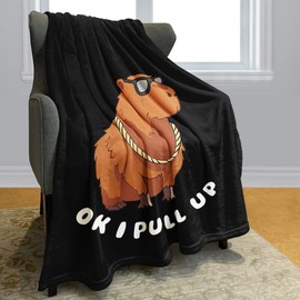 OHTMTHO OK I Pull Up Capybara Blanket 40"x50" Soft Warm Plush Fleece Throw Blankets Capybara Gifts for Capybara Lovers
