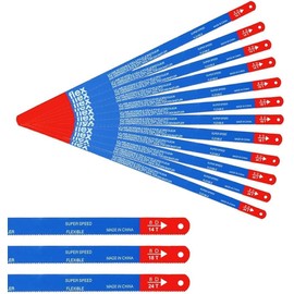 12 Pcs Bi-Metal Hacksaw Blades - 14/18/24 TPI Replacement Blades for Metal, Wood, and Plastic Cutting (300mm)
