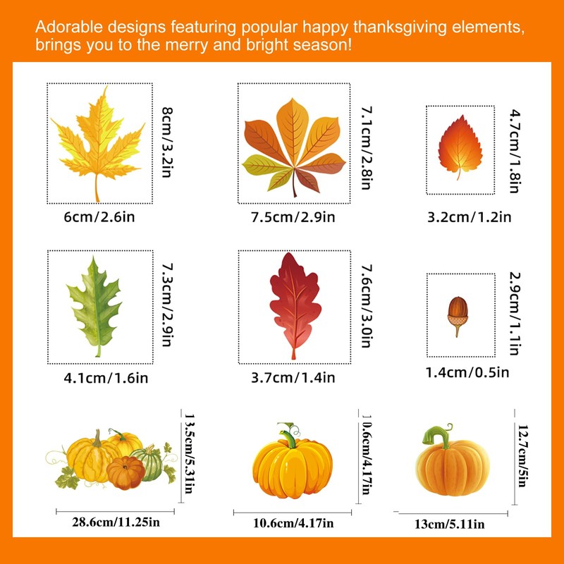 Fall Window Clings Double Sided Pumpkin Leaves Window Stickers Removable
