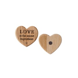 CGB Giftware | Loft 'Love Is The Secret Ingredient' Oak Heart Magnet Fridge Magnet | Love | New Home | Fridge Magnet | GB07965
