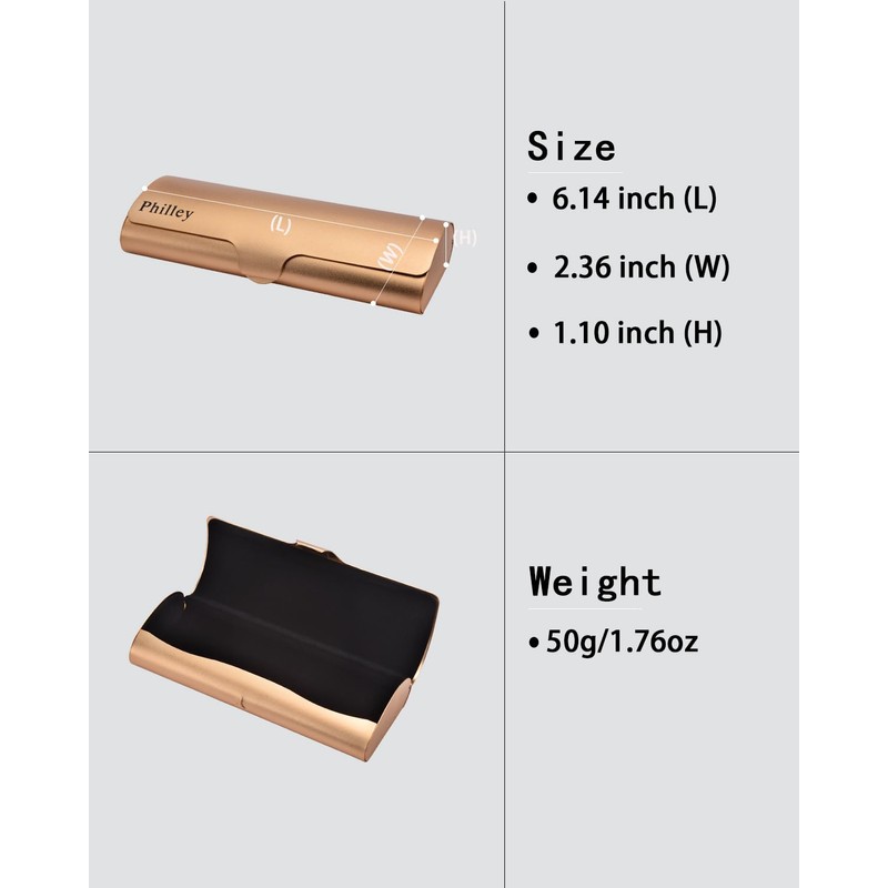 Philley Aluminum Ultra-Light Eyeglass Case Hard Shell Nearsighted Glasses Case
