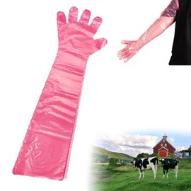 Bavooty Long Sleeve Veterinary Gloves, Stretchy Disposable Gloves, for Livestock, Disposable Soft Plastic Film Gloves, Extra Long 90 cm, Pack of 30 (Red, 30)
