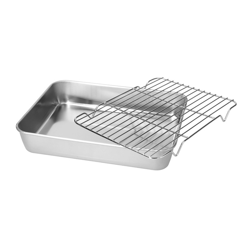 Roasting Pan and Rack Set Stainless Steel Easy Clean Rectangular