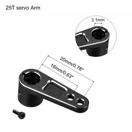 sourcing map Aluminum Alloy 25T Steering Servo Arm Horn Black for DIY RC Car/Boat/Airplane Boat Accessories
