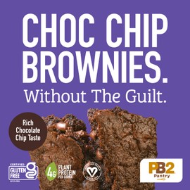 PB2 Pantry Chocolate Chip Brownie Mix - 16 oz Jar | Certified Vegan, Gluten Free, Non-GMO, 4g Plant Protein Per Brownie