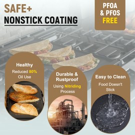 Upgraded WB31X24738 Griddle Replacement for GE Appliance Stove Cooktop, Nitriding Process Marble Style Non-stick Coating, 19.5"×9" Extra-Large Integrated Griddle Plate for GE Gas Stove Top Center