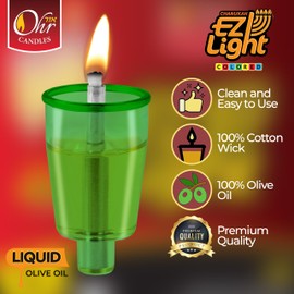 OHR CANDLES Pre - Filled Colored Menorah Oil Cup Candles, Hanukkah EZ Lights, 100% Olive Oil with Cotton Wick in Plastic Cup, Medium (Pack of 44) - Burns Approx, 1/2 Hrs