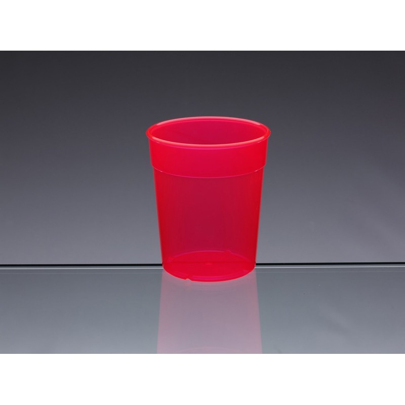 AIOS Dishwasher Safe Stackable Neon Red Plastic Cups/Beakers/Tumblers 250ml (Set