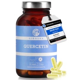 QIDOSHA® Quercetin Capsules High Dose, Test Winner 02/23*, 120 Pieces/Glass, 500 mg Pure Quercetin per Capsule, Quercetin Quantity Tested by External Laboratory, German Production