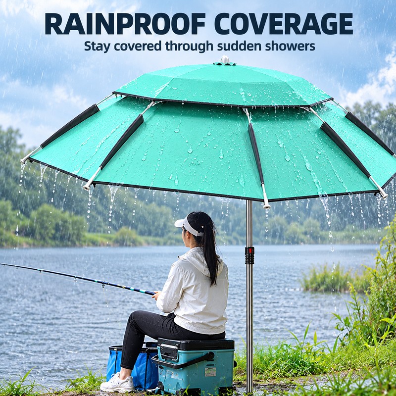 YUZHIYUAN UPF 50+ Fishing Umbrella, Portable Telescopic Beach Sunshade with