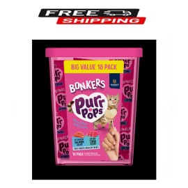 BONKERS Purrpops, Freeze Dried Tuna & Salmon Flavored Lollipop, Treats for Cats,