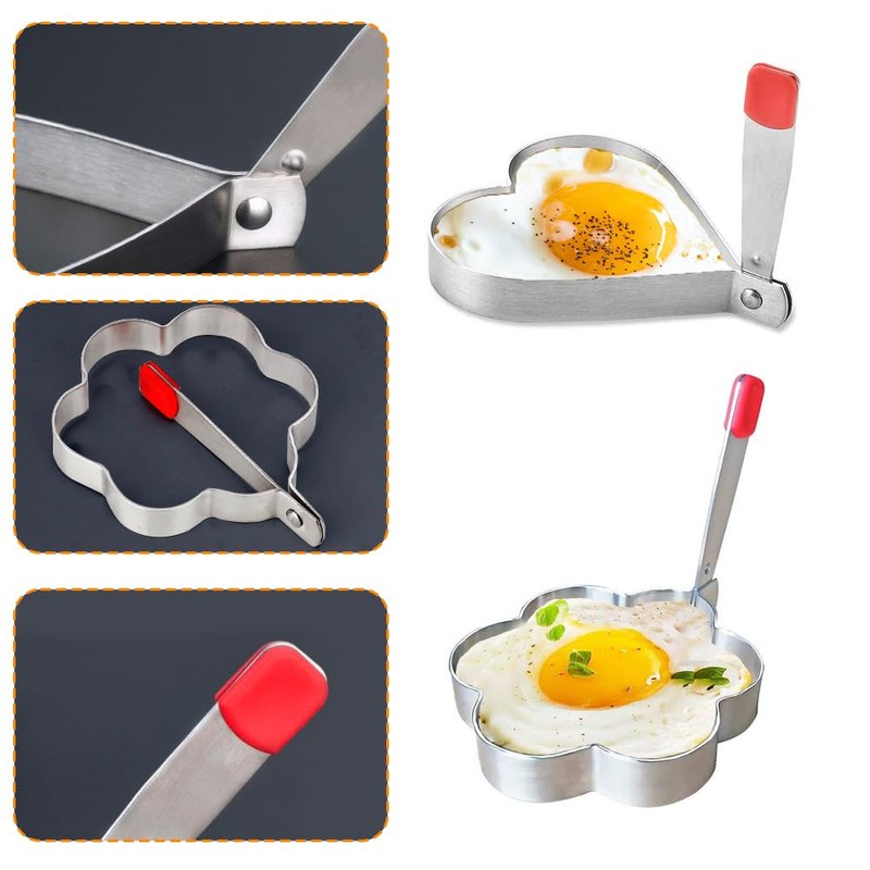 2 Pcs Stainless Steel Egg Rings with Anti Heat Handle