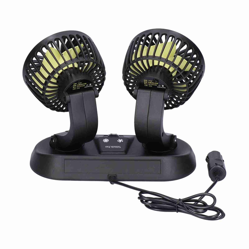 Electric Car Fan 360° Rotatable DoubleHead 5 Blades 2 Speeds