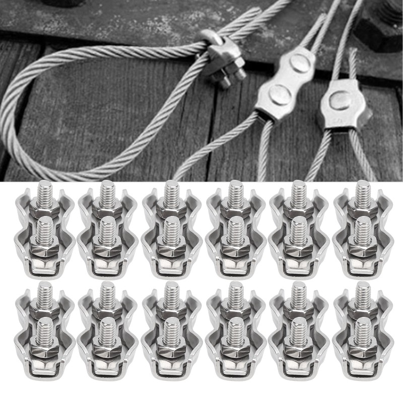 18pcs M2 Duplex Wire Rope Clip Cable Clamps Stainless Steel