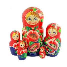 The Christian World Matryoshka Dolls 5 Nested Nesting Dolls Poppy Flowers Hand Painted Gift vbn-fh-3551