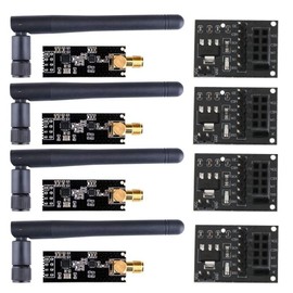 Aribrnten 4Pcs NRF24L01+PA+LNA Wireless Module with Antenna 1100 Meters Long Distance with NRF24L01 Wireless Module Adapter 3.3V