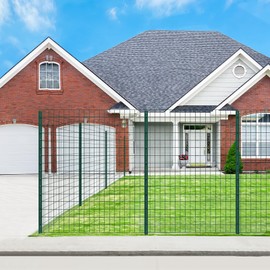 FOREHOGAR Metal Fence Post 58.5 inch Green, Pack of 8, T Post for Wire Fence, No Dig Steel U Post Fencing for Lawn Garden Wire Mesh Fence Poles Sign Outdoor Light Duty