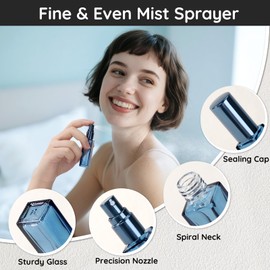 Segbeauty 0.34oz Small Perfume Bottle Refillable, 5 Packs Portable Glass Perfume Atomizer Sprayer, 10ml Mini Cologne Bottles Empty, Travel Size Cologne Spray Bottle with Dispenser Transfer Tools