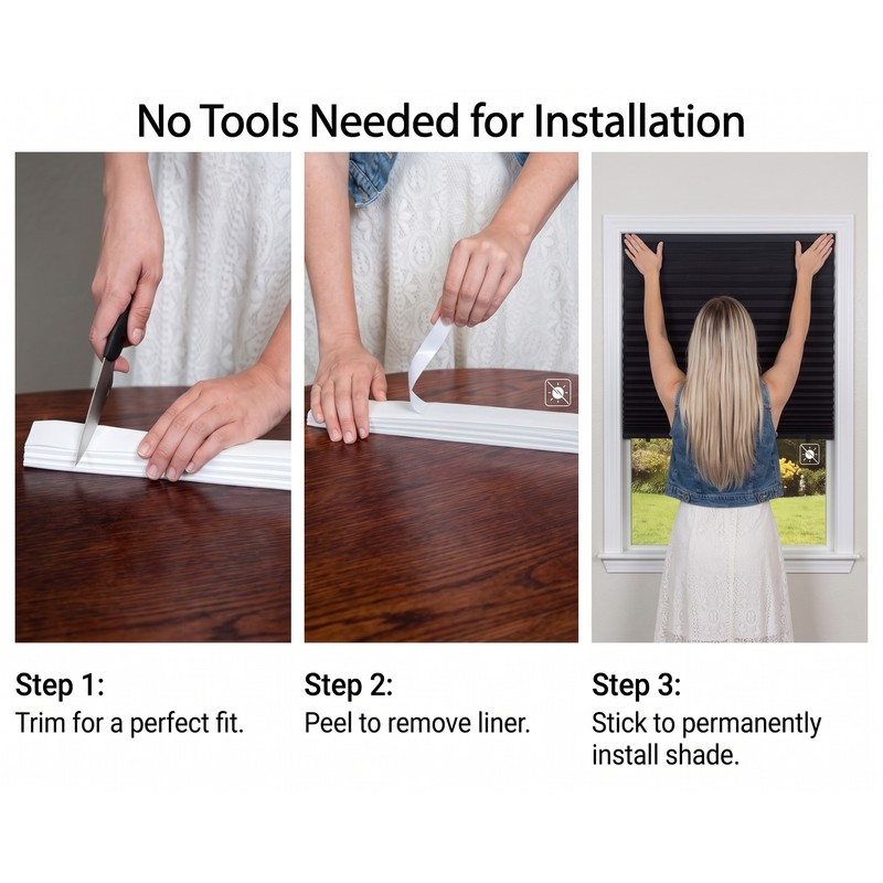 Adhesive Pleated Window Blinds for Light Control and Privacy –