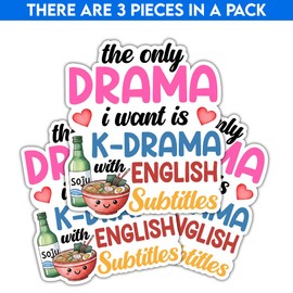 TODOLIA (3Pcs-3in) Funny K-Drama Sticker Pack, Cute Girly Korean Drama Lover Sticker, K-Drama Fan Gift, Korean Movies Kpop Decoration for Laptop Tablet Planner Water Bottle Helmet Car Vehicles - 05