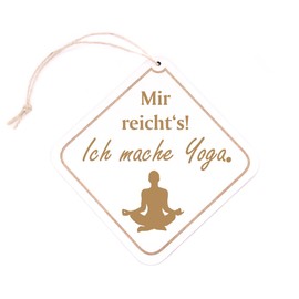 Yoga Sign Wooden Sign with Diamond Engraved "Mir reichts, ich mache Yoga" Door Sign for Hanging 12.5 x 12.5 cm