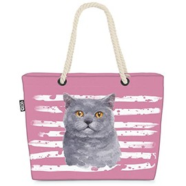 VOID XXL Beach Bag Cat Shopper Bag 58 x 38 x 16 cm 23L Beach Bag Cat, pink, Casual