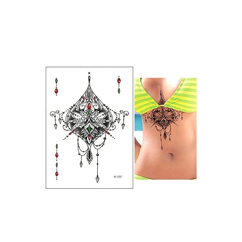 6 Sheets Underboob Tattoos Breast Tattoos Flowers Tattoo Set Zoe