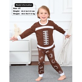 A&J DESIGN Boys Football Pajamas Kids Sport Pjs Toddler Girls Rugby pajama Brown 10 Years