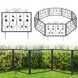 Giantex Decorative Garden Fence 8 Pack, 23.5''(H) x 15.3ft (L) Rustproof Metal Fencing Animal Barrier for Small Dogs Rabbits, Flower Bed Edging Fence Border for Outdoor Yard Patio Landscape Decor