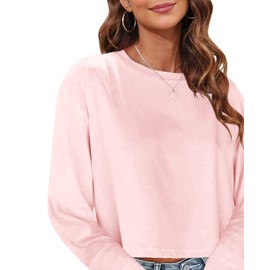 Tankaneo Womens Long Sleeve Crop Tops Fall Cropped Tshirt 2024 Crew Neck Casual Shirts