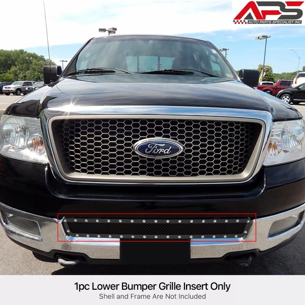 Grilleworld Fits 2004-2005 Ford F-150 Lower Bumper Stainless Black Mesh